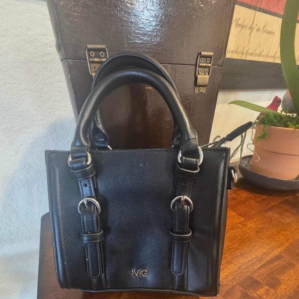 Madden girl black mini handbag with silver hardware